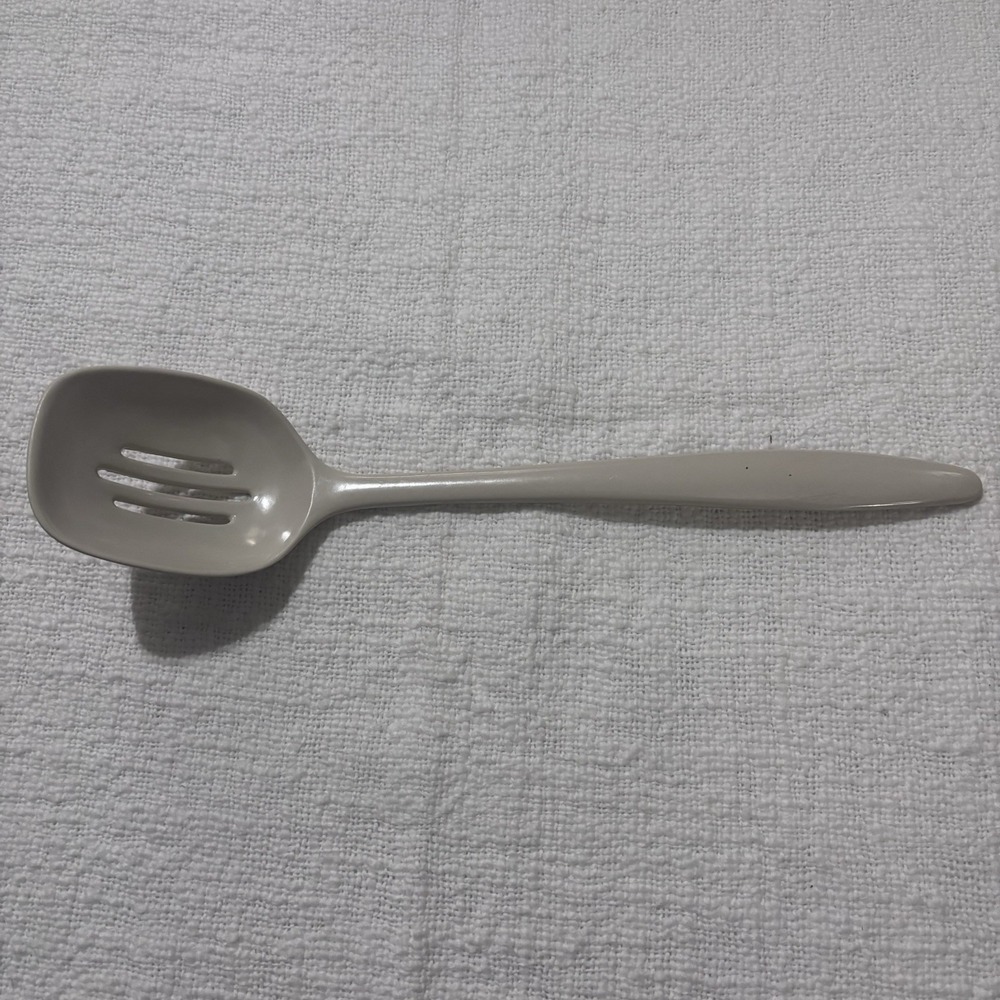 Vintage Beige Melamine Slotted Serving Spoon Made In Tawain Retro EUC